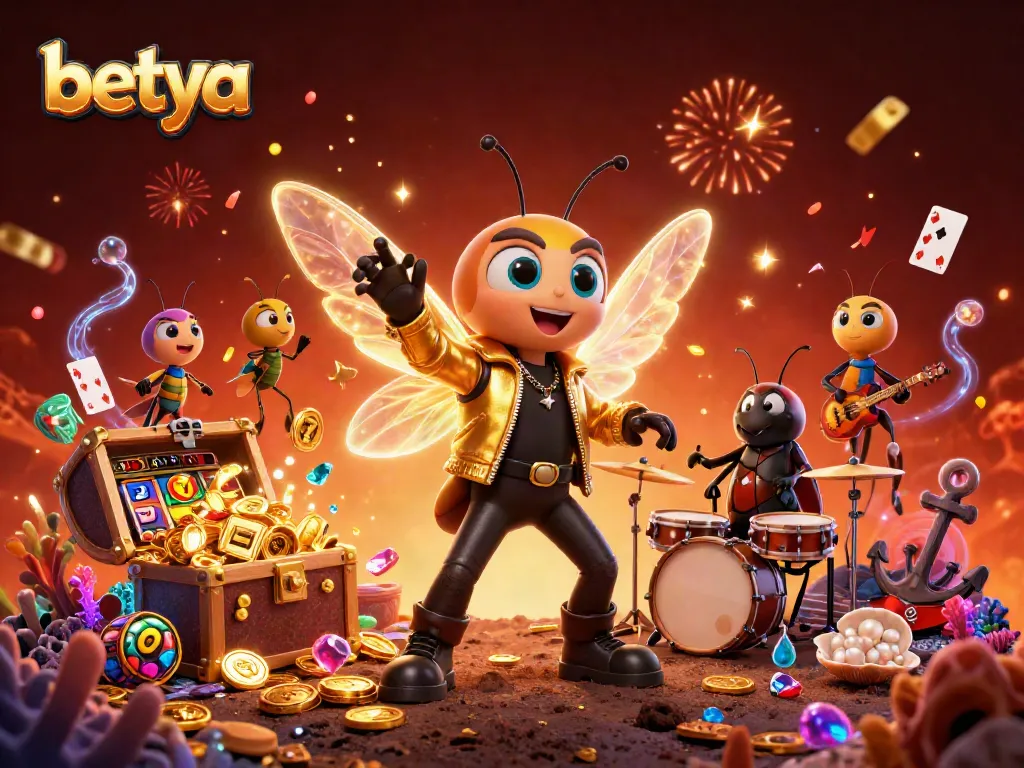 Engage with betya's gaming experience featuring vibrant casino elements and lively characters.